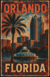 Orlando Florida Scenic Travel Wanderlust Vintage Poster