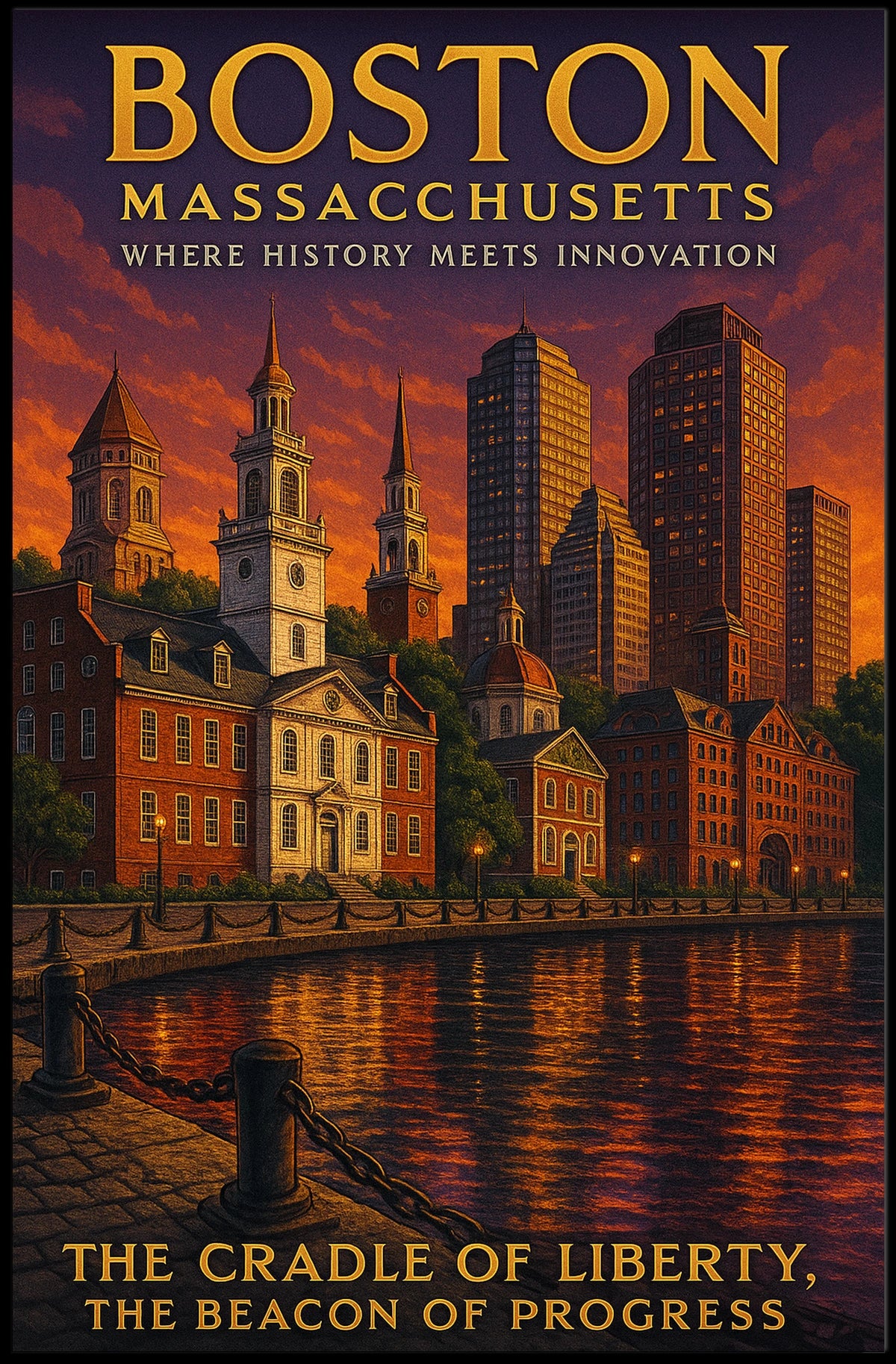 Boston, Massachusetts Where History Meets Innovation Poster