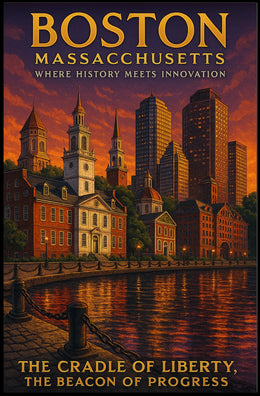 Boston, Massachusetts Where History Meets Innovation Poster