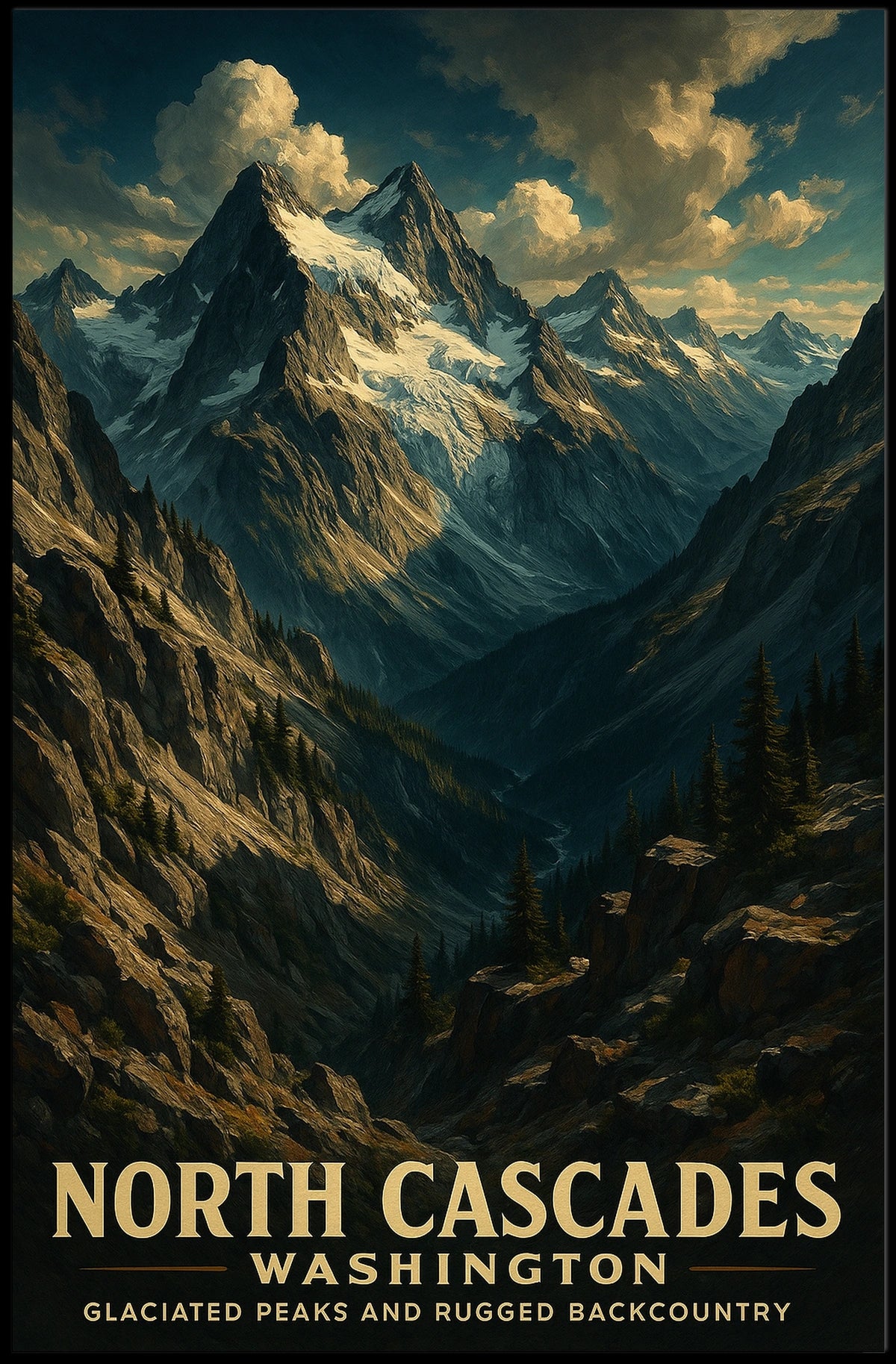 North Cascades Glaciated Peaks And Poster
