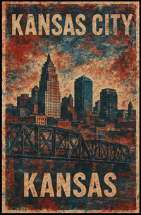 Kansas City Skyline Vintage Nostalgic Poster