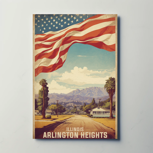 Arlington Heights Illinois Neighborhood View Vintage Travel Poster