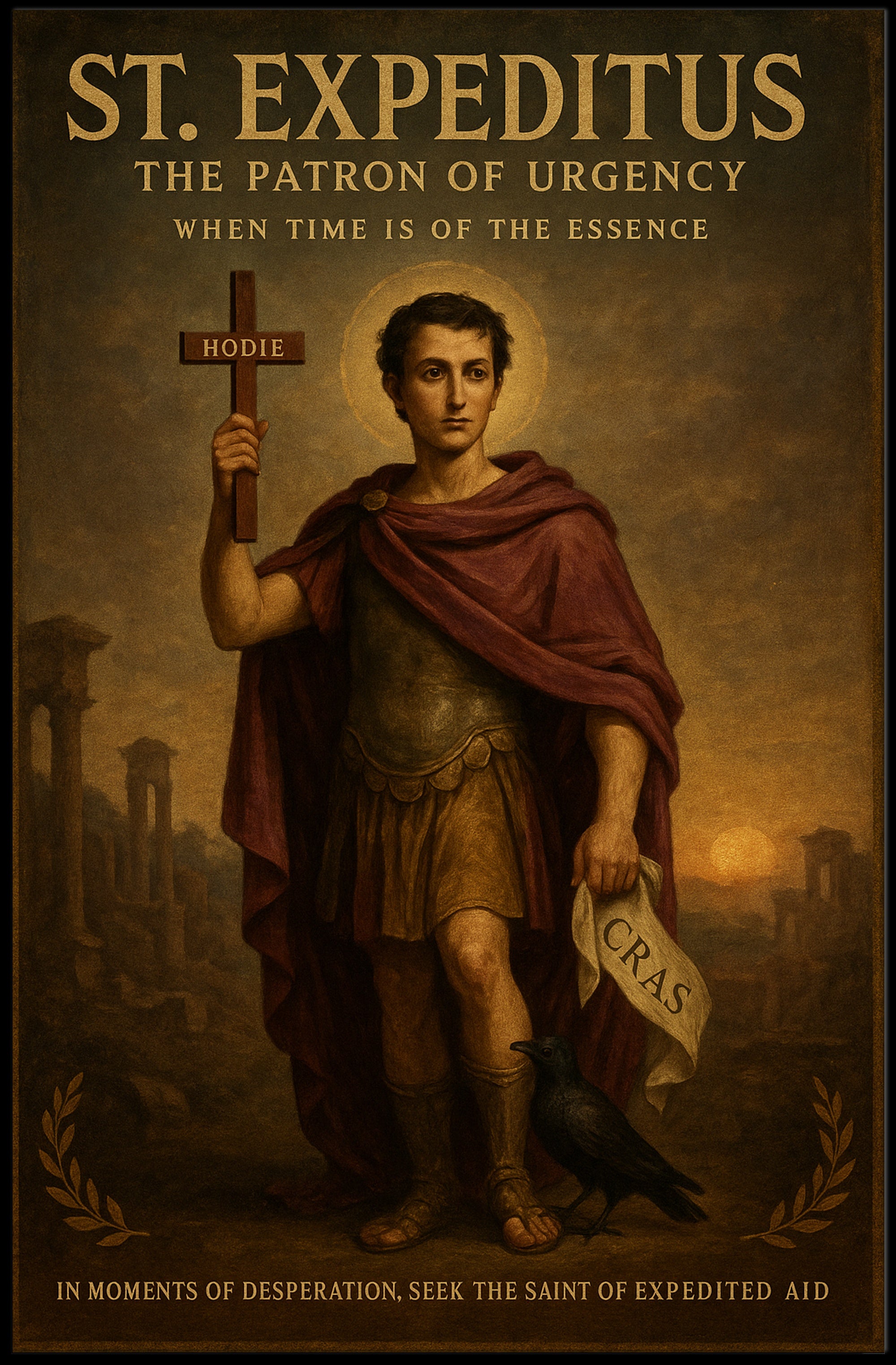 St. Expeditus Religious Poster Vintage Wall Art