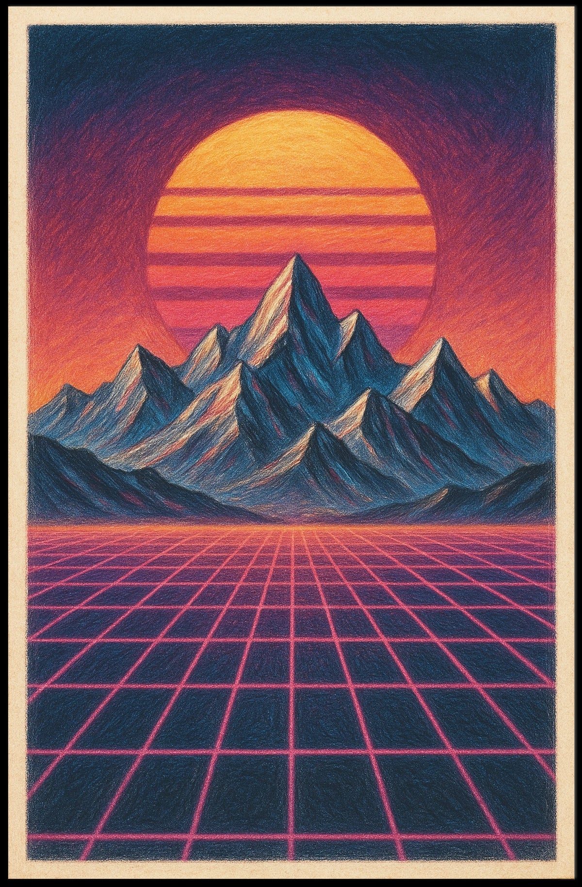 Retro-Futuristic Neon Landscape: Futuristic Sci-Fi Poster