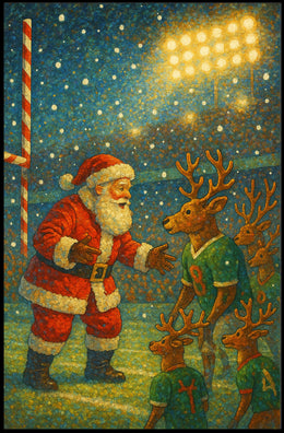 Santa's Whimsical Sports Stadium Christmas Poster