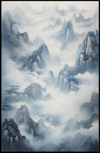 Tranquil Misty Mountains East Asian-Inspired Artistic Poster