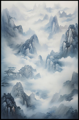 Tranquil Misty Mountains East Asian-Inspired Artistic Poster