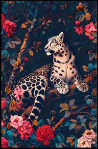 Majestic Leopard in Bloom Wall Art Print