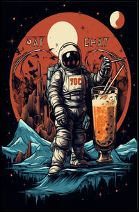Cosmic Adventure with Bubble Tea Poster
