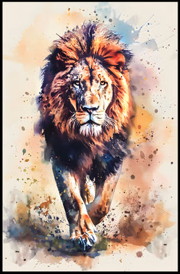 Majestic Lion in Watercolor Poster