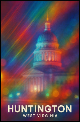 Huntington West Virginia Cityscape Vintage Collector Poster