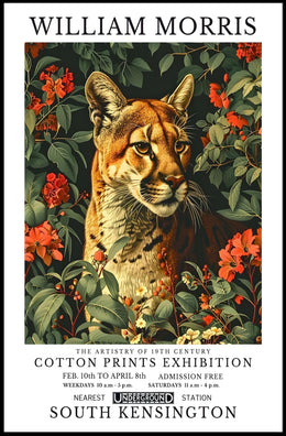 William Morris Vintage Cougar Botanical Art Animal Poster