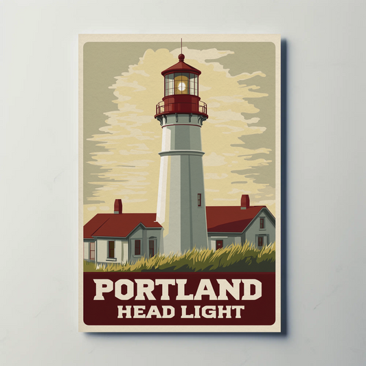 Portland Head Light - Maine Vintage Travel Poster