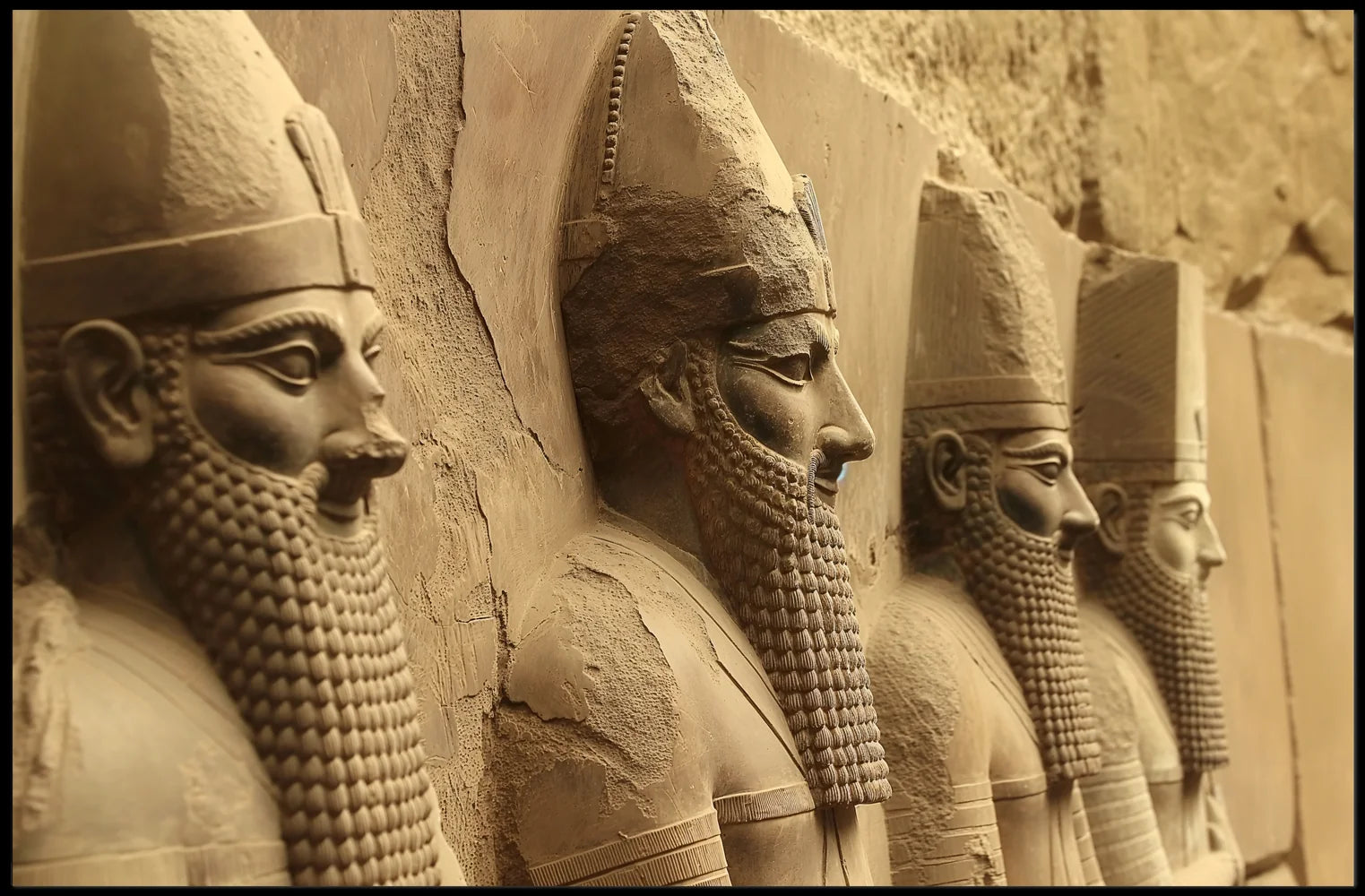 Ancient Neo-Assyrian Stone Relief Sculpture Poster