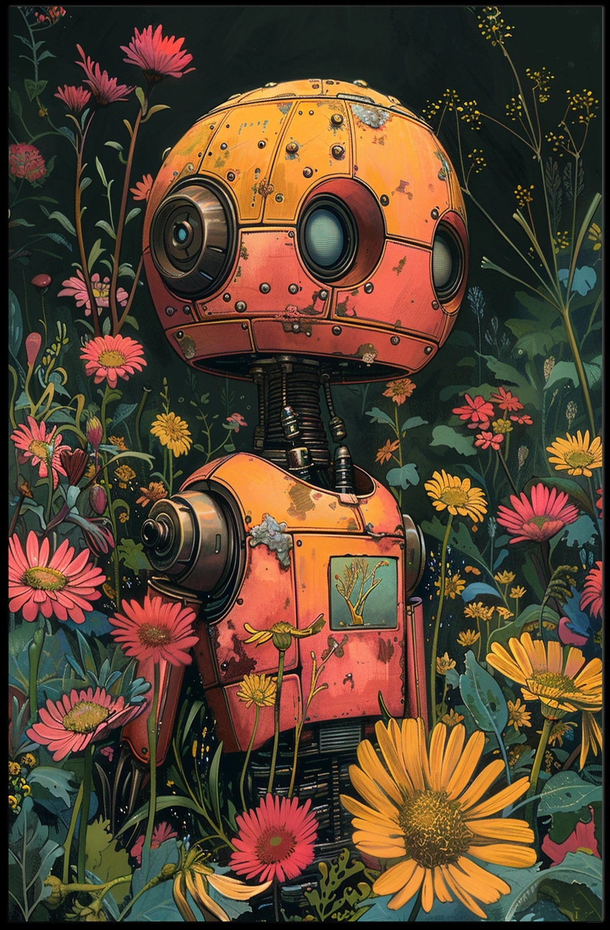 Robot In Bloom Poster