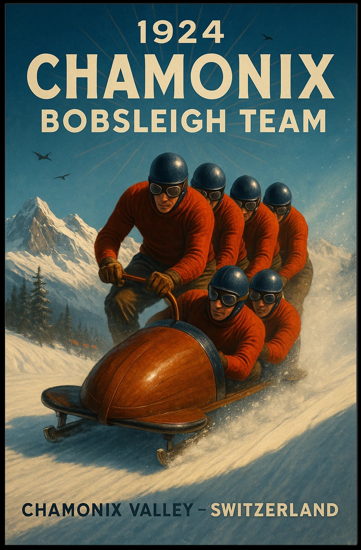 1924 Chamonix Bobsleigh Team Poster