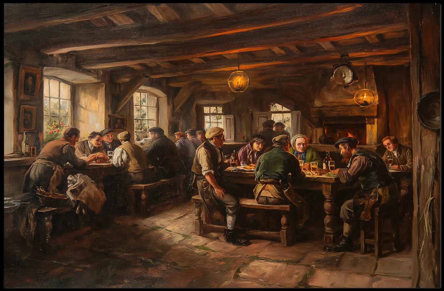19th Century Tavern Scene Rustic Art Poster
