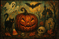 Halloween Night Gothic City Nightscape Eerie Ambient Nocturnal Urban Wanderlust Decor Poster