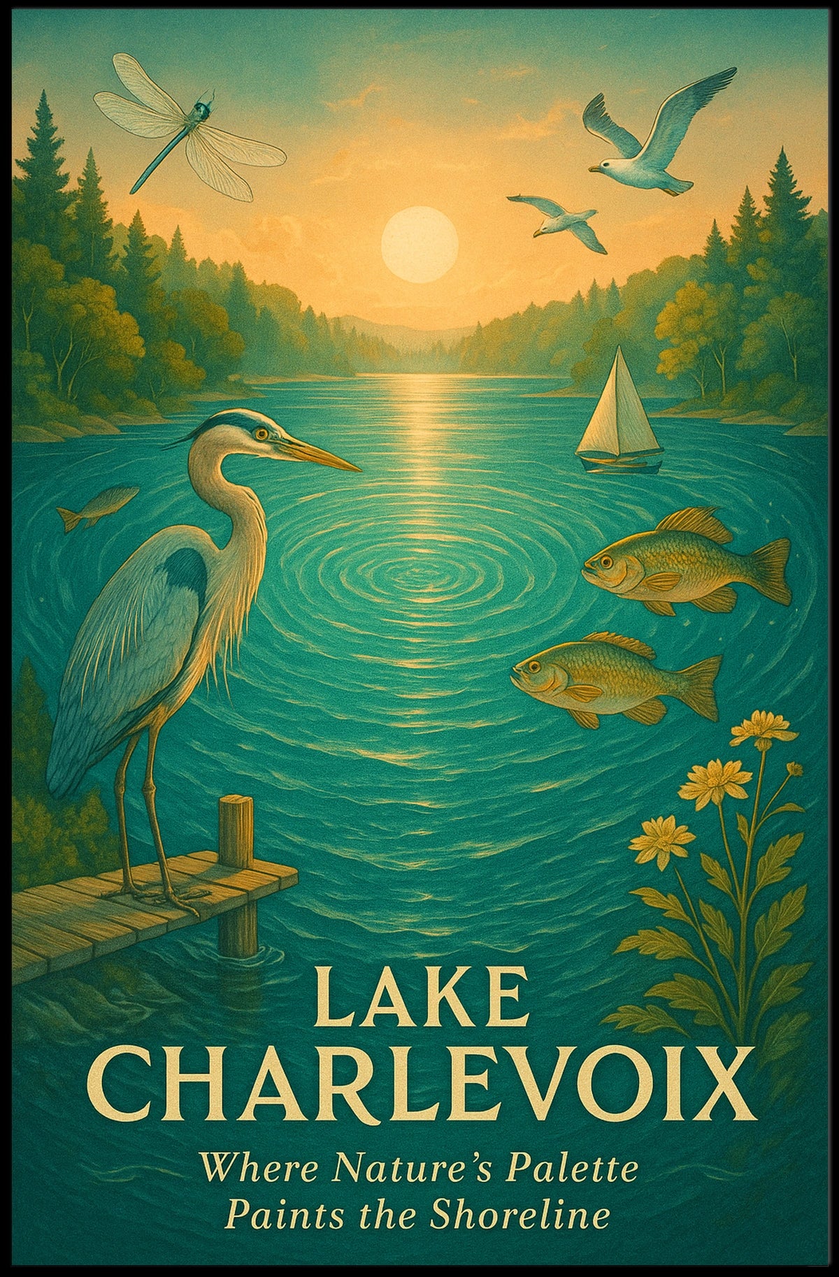 Lake Charlevoix Scenic Beauty Wall Art Travel Poster