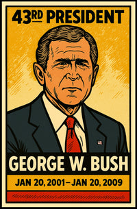 George W. Bush 43rd President of the United States Inked Comic Style Poster