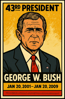 George W. Bush 43rd President of the United States Inked Comic Style Poster