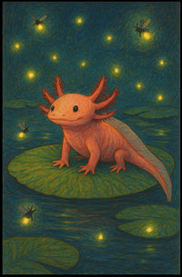 Enchanted Night With Axolotl Poster