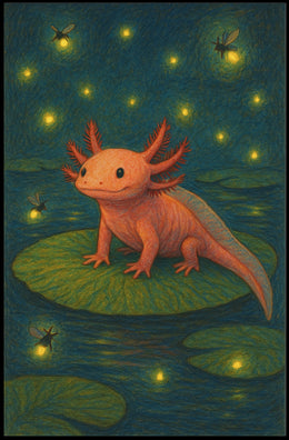 Enchanted Night With Axolotl Poster