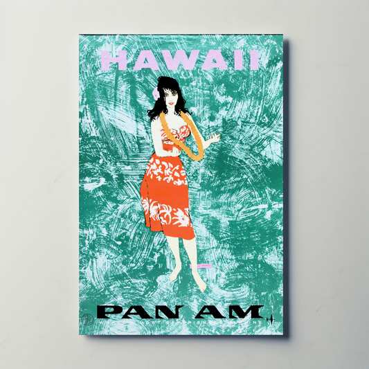 Hawaii Hula Girl Pan Am Vintage Travel Poster