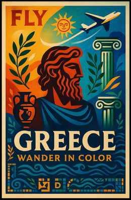 Fly To Greece Wander In Color Poster