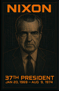 Richard Nixon 37th President of the United States Techno Schematic Poster