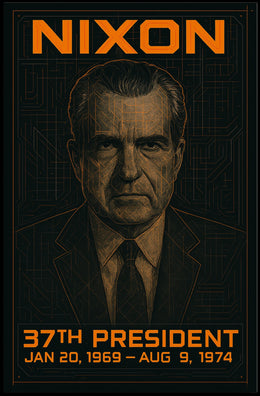 Richard Nixon 37th President of the United States Techno Schematic Poster