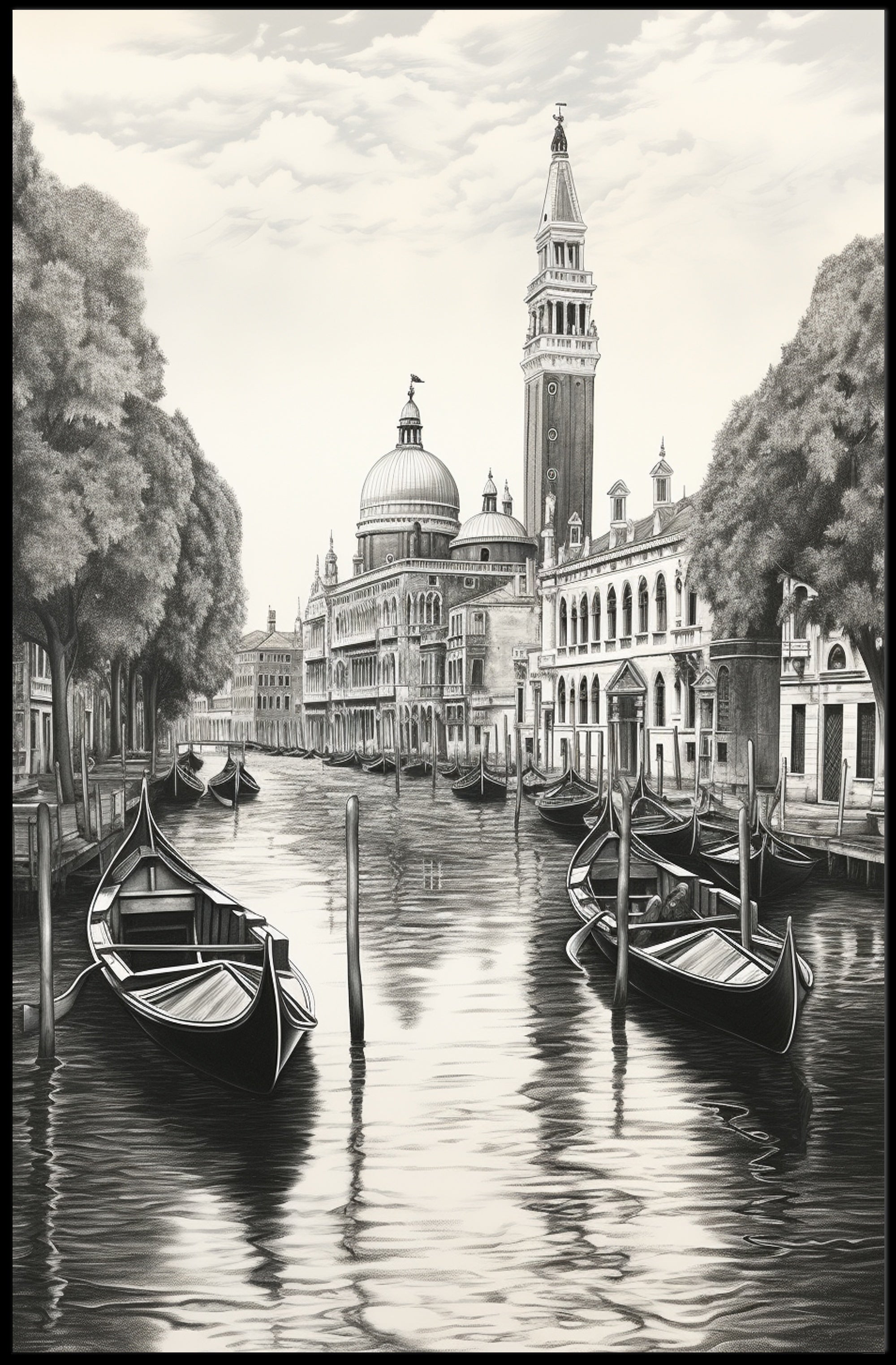 Venetian Canal A Serene Illustration Poster