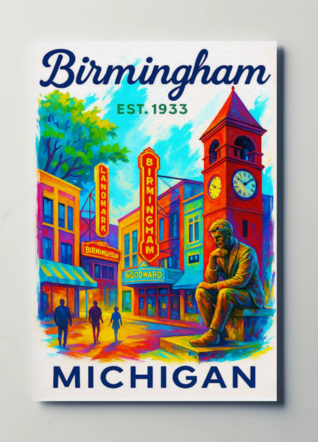 Birmingham Michigan Woodward District Poster Travel Poster