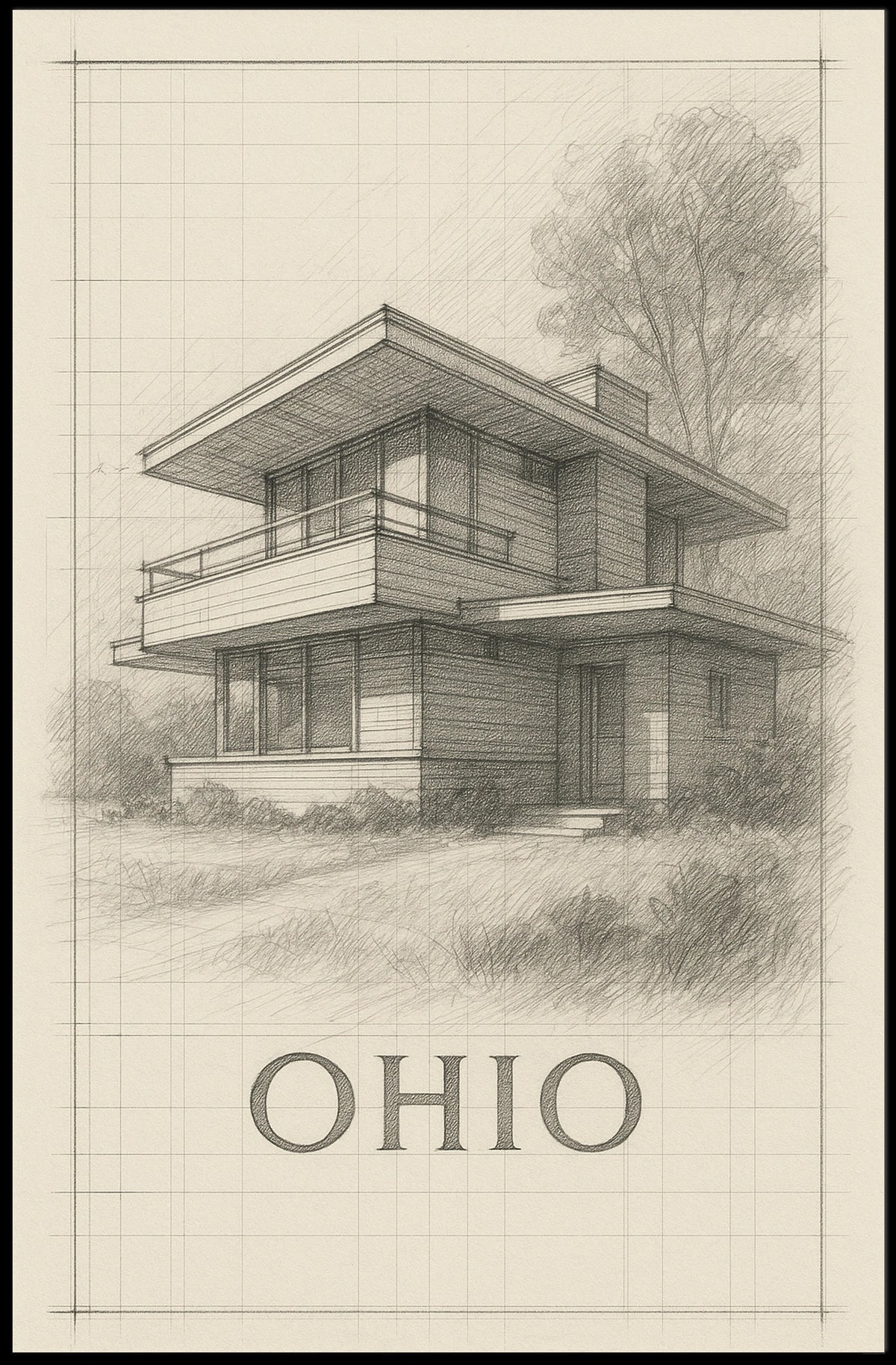 Ohio Architectural Sketch Poster