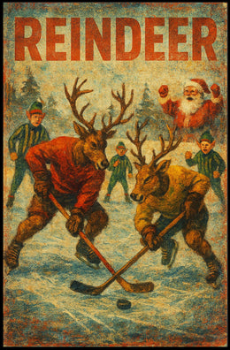 Reindeer Hockey Poster