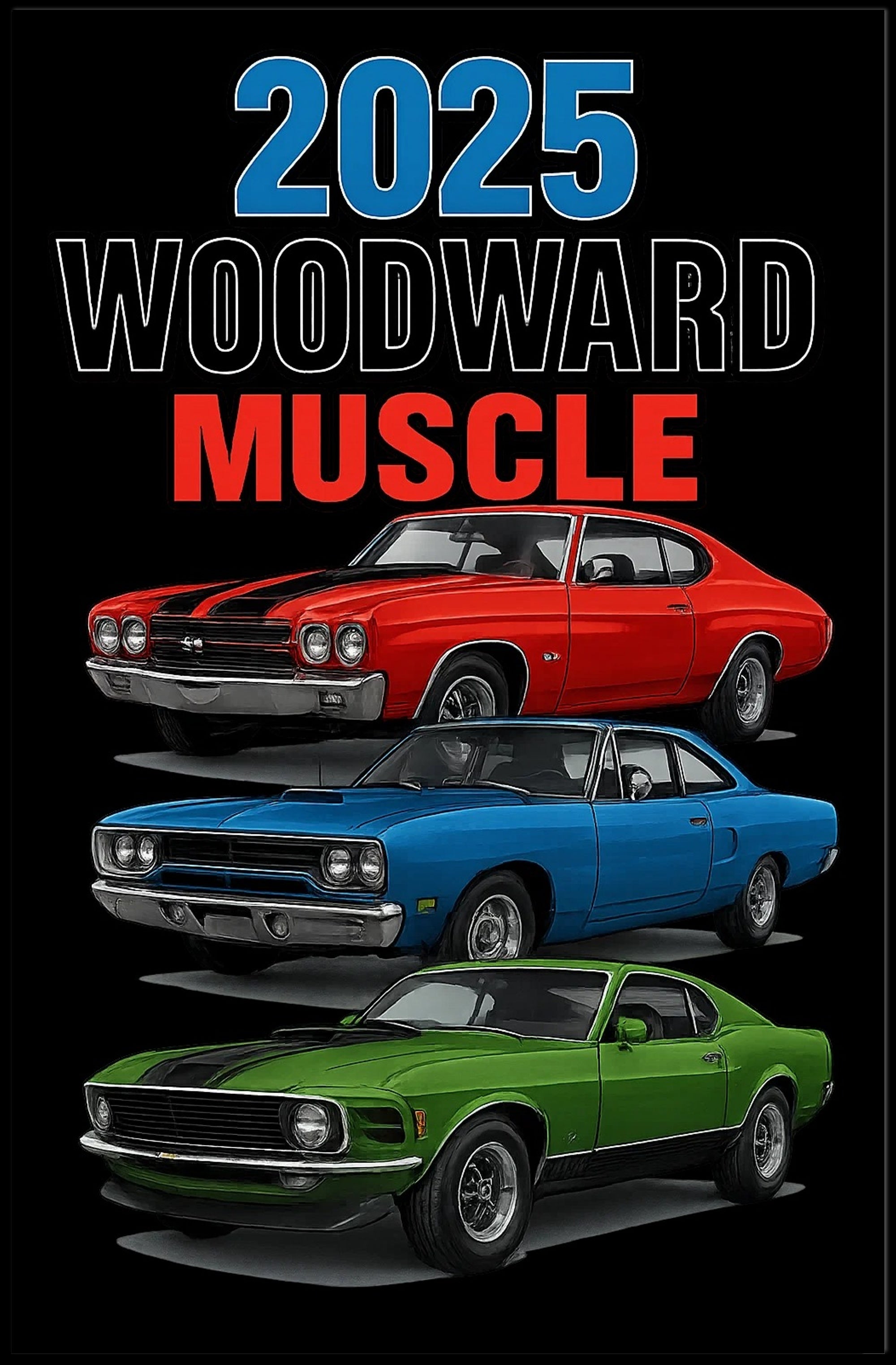 2025 Woodward Muscle Classic American Cars Poster