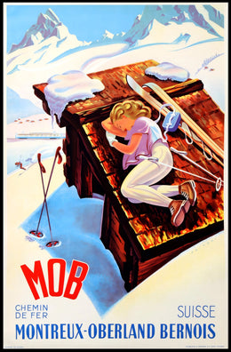 Montreux-Oberland Bernois Swiss Skiing Poster