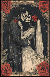 Skeleton Wedding Embrace: Romantic Cultural or Heritage Poster