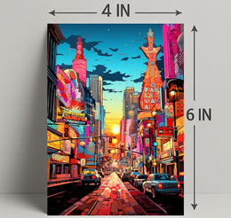 Neon Cityscape At Dusk Poster