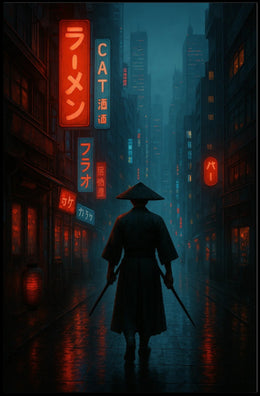Neo-Noir Cyberpunk Cityscape: Futuristic Sci-Fi Poster