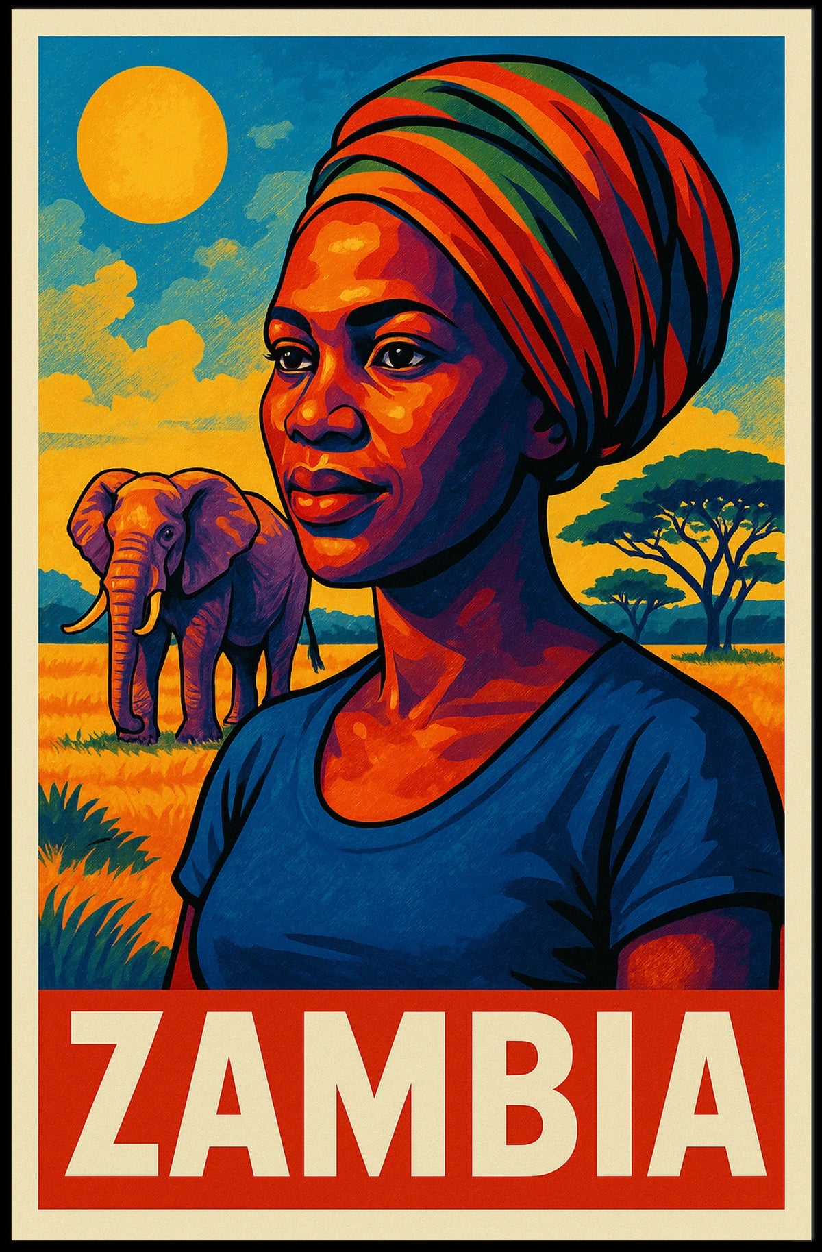 Zambia A Vibrant Portrait Poster
