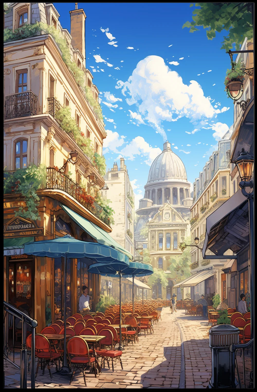 Parisian Street Scene: Vibrant European City Poster