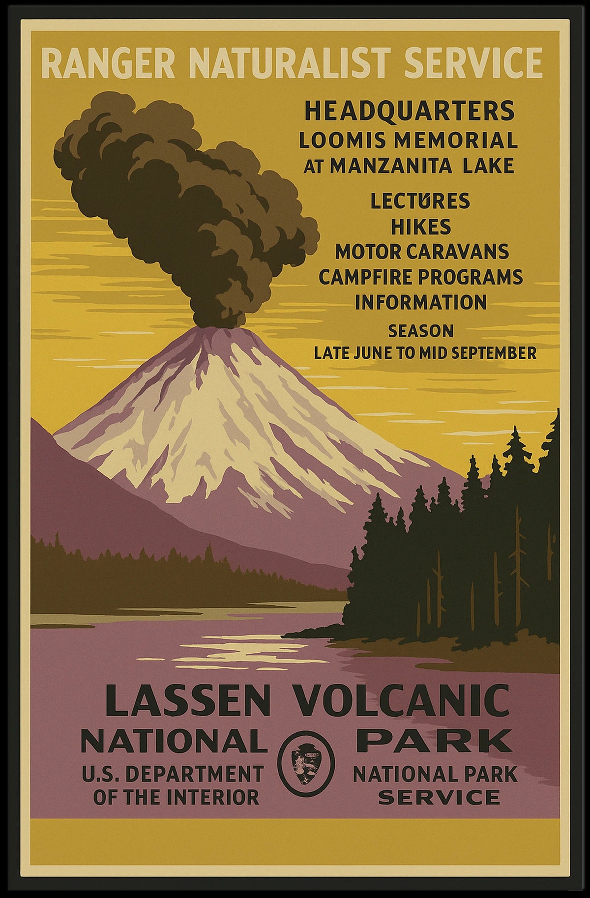 Lassen Volcanic National Park Ranger Service Poster