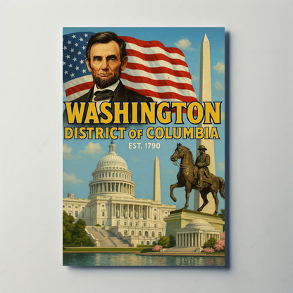 Washington DC Lincoln Capitol Monument Travel Poster