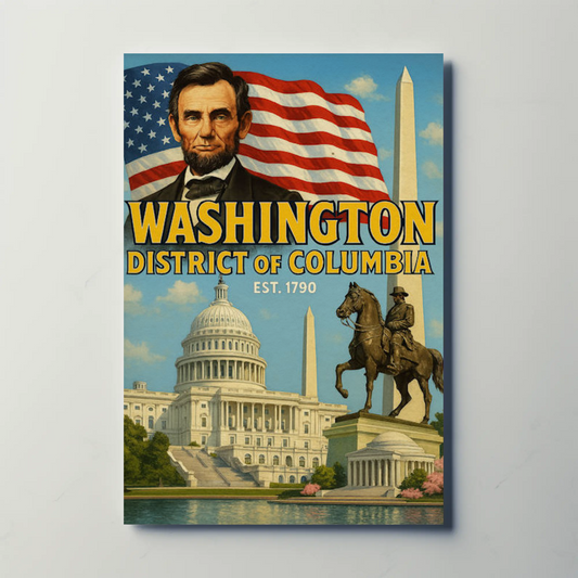 Washington DC Lincoln Capitol Monument Travel Poster