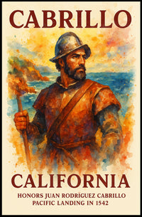 Juan Rodríguez Cabrillo Historical Landing Art Poster