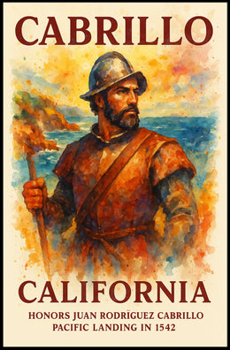 Juan Rodríguez Cabrillo Historical Landing Art Poster