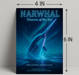 Narwhal Beneath Northern Lights Fantasy or Mythology Poster