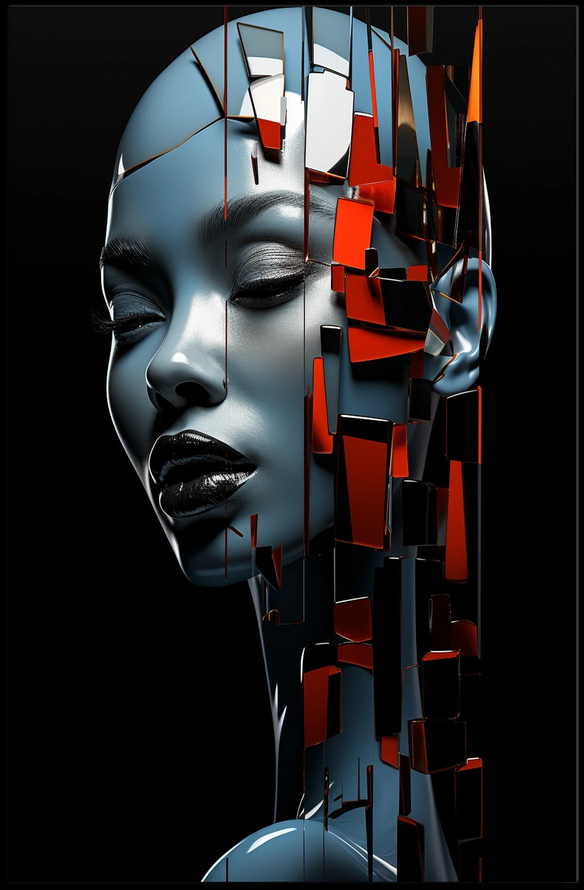Futuristic Abstract Human AI Art Poster Print