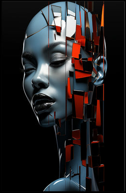 Futuristic Abstract Human AI Art Poster Print